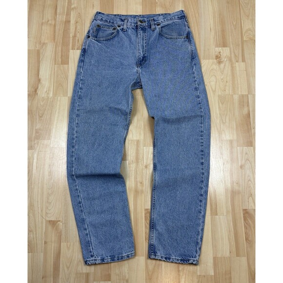 Vintage 90s Y2K Carhartt Blue Jeans / Leather Patch / Size 34 x 32 - Picture 5 of 9